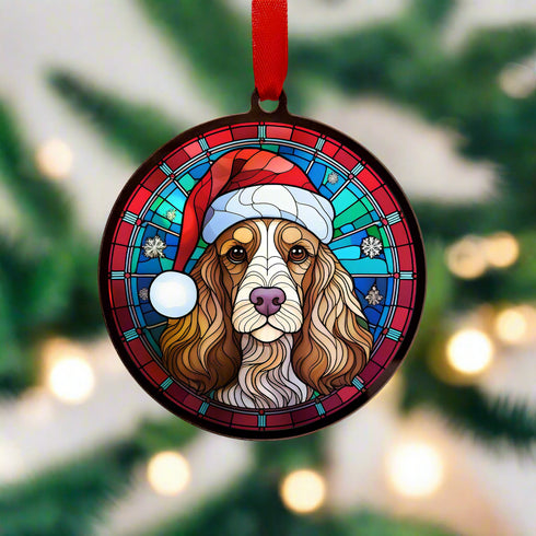 Cocker Spaniel in Santa Hat Suncatcher Decoration - CLEARANCE